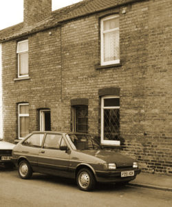 our first house and car sepia
